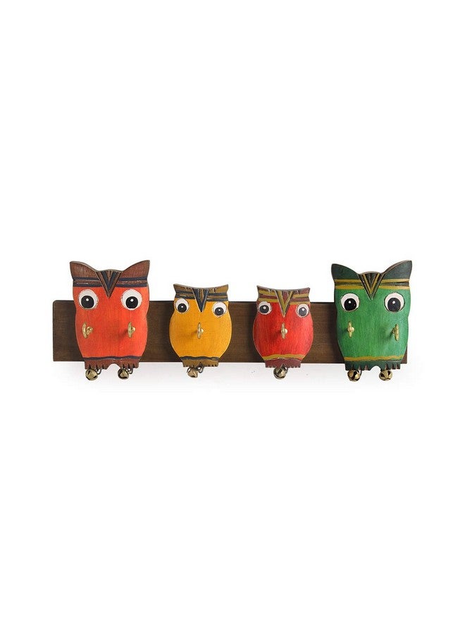 ExclusiveLane ExclusiveLane 'Owl Family' Home Decorative Wooden Key Holder for Home Decor Stylish (6 Hooks, Mango Wood) |Key Hanger for Wall Decor Key Chain Holder for Wall Key Stand for Wall Key Holder for Wall  - Image 2