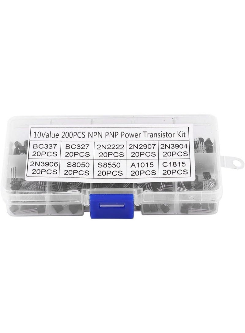 200pcs 10 Values NPN PNP TO-92 Power General Purpose Transistors Assortment Kit - Image 1