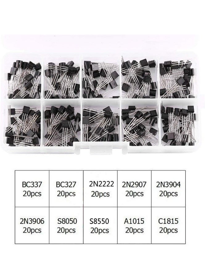 200pcs 10 Values NPN PNP TO-92 Power General Purpose Transistors Assortment Kit - Image 2
