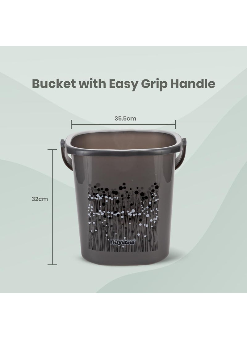 NAYASA Nayasa Plastic Funk Sqr 2 Pcs Bathroom Set | Bucket 25 L + Mug 1.5 L | Bathroom Accessory Set Plastic | Bathroom Set | Bath Set for Bathroom | Black  - Image 3