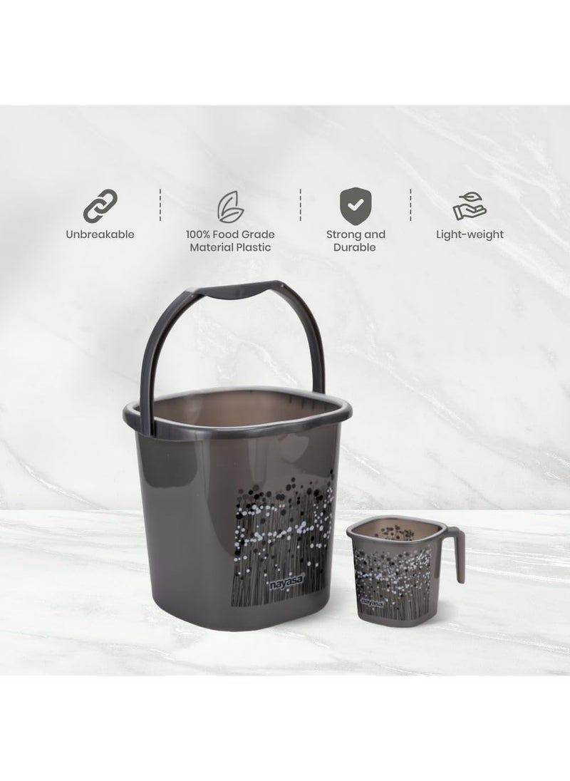NAYASA Nayasa Plastic Funk Sqr 2 Pcs Bathroom Set | Bucket 25 L + Mug 1.5 L | Bathroom Accessory Set Plastic | Bathroom Set | Bath Set for Bathroom | Black  - Image 5