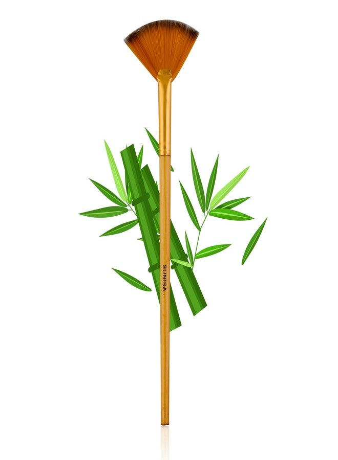 SUNISA Black Fan Makeup Brush - Ideal for Highlighting, Blending, and Finishing Touches - Professional Quality for Flawless Makeup Application (Orange) - Image 4