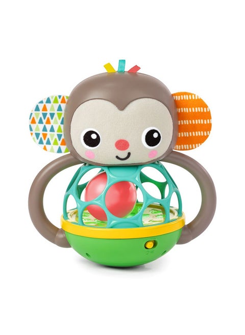 Bright Starts - Grab And Giggle Monkey Light-Up Musical Rattle Toy with Easy-Grasp Oball, Ages 6 Months+, Unisex