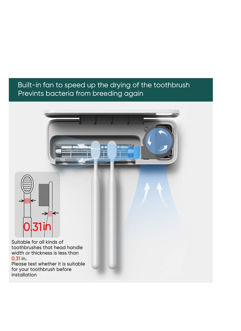 SYOSI Toothbrush Sanitizer Holder UV Sanitizer Toothbrush Holder Fan Drying 5 Slots Tooth Brush Sterilizer Rechargeable and No Drill Bathroom Toothbrush Holder Wall Mounted for Family Use  - Image 3