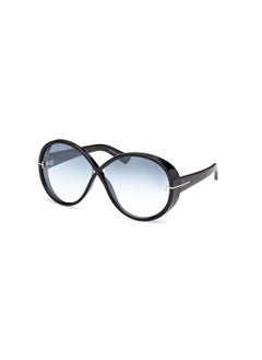 TOM FORD Women's Round Shape  Sunglasses FT111601X64 Lens Size: 64 Millimeter - Shiny Black  - Image 1