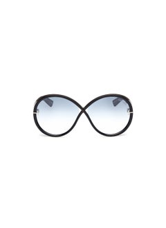 TOM FORD Women's Round Shape  Sunglasses FT111601X64 Lens Size: 64 Millimeter - Shiny Black  - Image 2