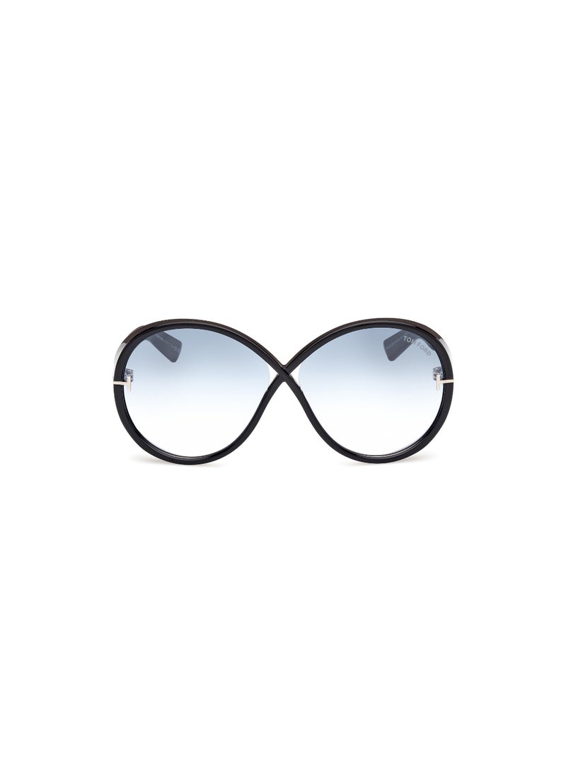 TOM FORD Women's Round Shape  Sunglasses FT111601X64 Lens Size: 64 Millimeter - Shiny Black - Image 2