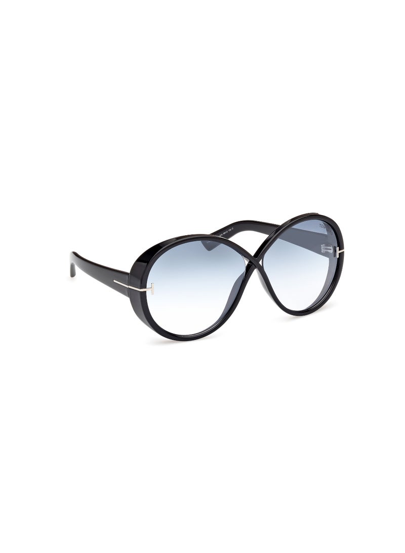 TOM FORD Women's Round Shape  Sunglasses FT111601X64 Lens Size: 64 Millimeter - Shiny Black - Image 3