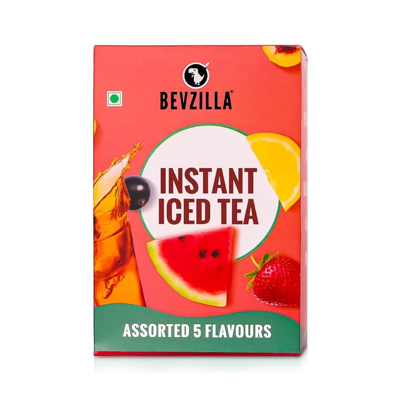 Bevzilla Instant Iced Tea Sachets Assorted 5 Flavours (30g Each)|Perfect for Summers Refreshment + 24 Instant Coffee Powder Sachets (4 Assorted Flavours) - Ideal for Espresso, Latte & Cappuccino - Image 2