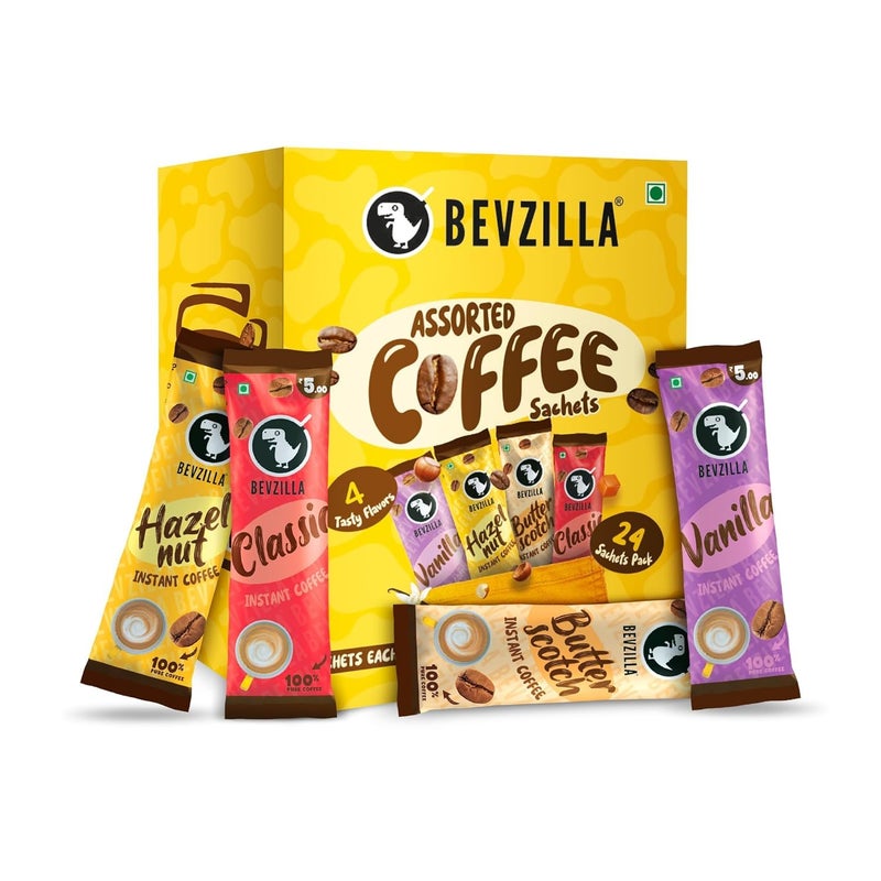 Bevzilla Instant Iced Tea Sachets Assorted 5 Flavours (30g Each)|Perfect for Summers Refreshment + 24 Instant Coffee Powder Sachets (4 Assorted Flavours) - Ideal for Espresso, Latte & Cappuccino - Image 3