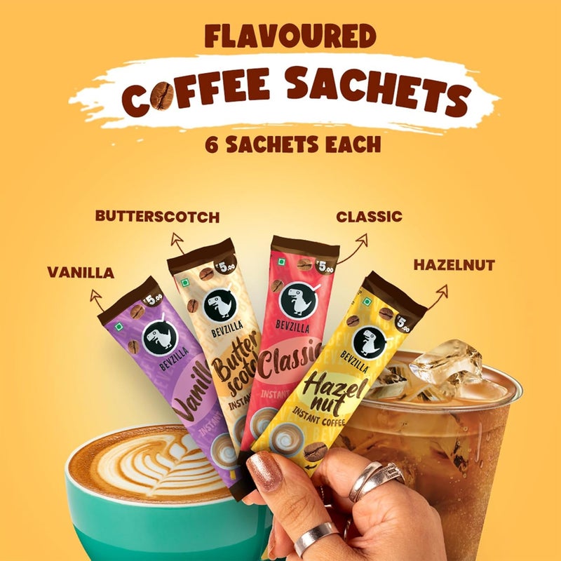 Bevzilla Instant Iced Tea Sachets Assorted 5 Flavours (30g Each)|Perfect for Summers Refreshment + 24 Instant Coffee Powder Sachets (4 Assorted Flavours) - Ideal for Espresso, Latte & Cappuccino - Image 4