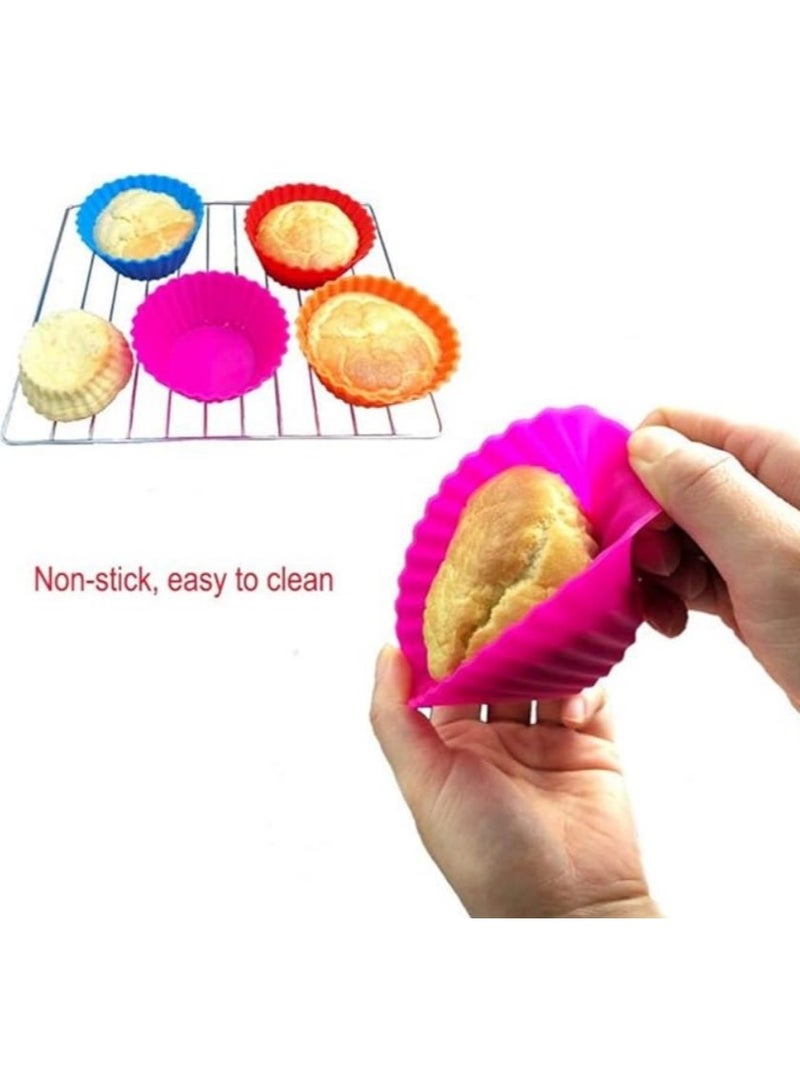 قوالب كب كيك 24 قطعة قابلة لإعادة الاستخدام من السيليكون، للخبز وفطائر المافن-قوالب خبز سيليكون للكب كيك - قوالب خبز غير لاصقة للمافن والشوكولاتة والحلويات - طقم قوالب سيليكون للمافن والكب كيك - أدوات خبز غير لاصقة وسهلة التنظيف، أدوات معجنات مطبخ ملونة للكب كيك والبودينج - اكواب خبز سيليكون - قالب كيك من السيليكون لصنع مافين الشوكولاتة - Image 4