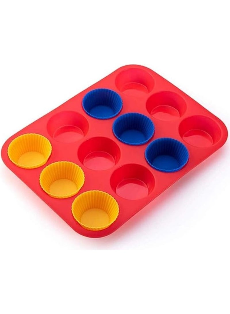 قوالب كب كيك 24 قطعة قابلة لإعادة الاستخدام من السيليكون، للخبز وفطائر المافن-قوالب خبز سيليكون للكب كيك - قوالب خبز غير لاصقة للمافن والشوكولاتة والحلويات - طقم قوالب سيليكون للمافن والكب كيك - أدوات خبز غير لاصقة وسهلة التنظيف، أدوات معجنات مطبخ ملونة للكب كيك والبودينج - اكواب خبز سيليكون - قالب كيك من السيليكون لصنع مافين الشوكولاتة - Image 5