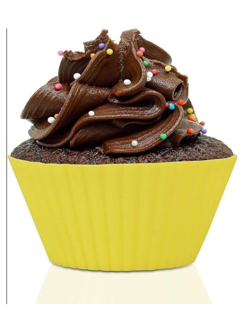 قوالب كب كيك 24 قطعة قابلة لإعادة الاستخدام من السيليكون، للخبز وفطائر المافن-قوالب خبز سيليكون للكب كيك - قوالب خبز غير لاصقة للمافن والشوكولاتة والحلويات - طقم قوالب سيليكون للمافن والكب كيك - أدوات خبز غير لاصقة وسهلة التنظيف، أدوات معجنات مطبخ ملونة للكب كيك والبودينج - اكواب خبز سيليكون - قالب كيك من السيليكون لصنع مافين الشوكولاتة - Image 2