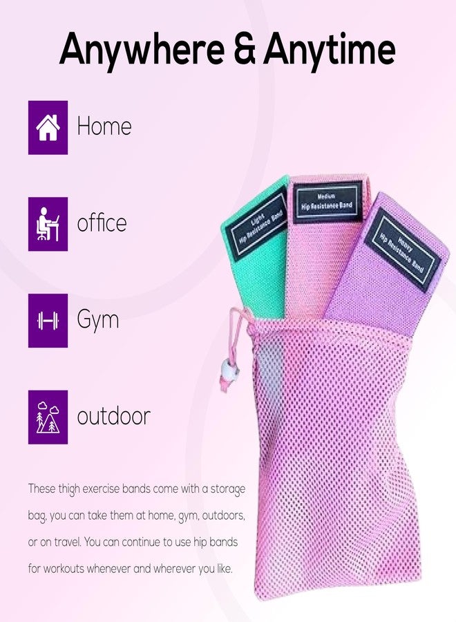 Perfect Stix Booty Bands - 3 Difficulties - Fabric Resistance Bands Set. Non Slip Stretch Bands. Exercise Bands for Legs and Butt. Includes a Pink Mesh Traveling Bag - Image 2