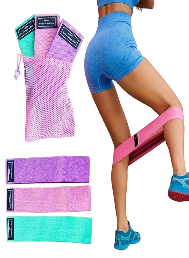 Perfect Stix Booty Bands - 3 Difficulties - Fabric Resistance Bands Set. Non Slip Stretch Bands. Exercise Bands for Legs and Butt. Includes a Pink Mesh Traveling Bag - Image 1