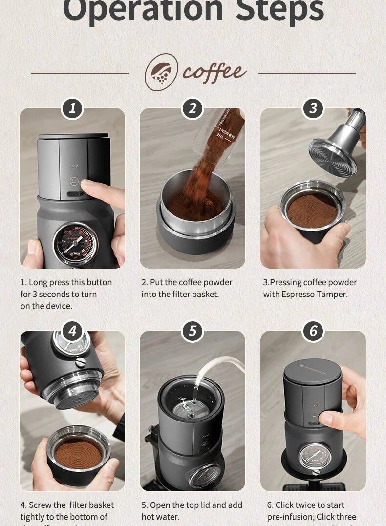 STARSEEKER Super58 Complete set Portable Espresso Machine with Bracket, Dosing Funnel,Coffee Tamper,Silicone insulation sleeve and Carry Bag