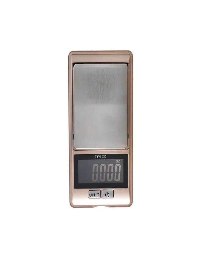 Taylor Pro Precision Kitchen Scales with 0.01g Accuracy & Tare in Gift Box, Pocket Sized, Plastic/Stainless Steel, Rose Gold, 500g / 16oz Weighing Capacity - Image 1