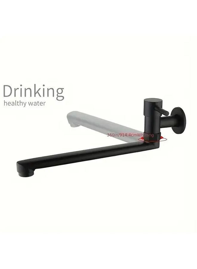 Wall Mounted Kitchen Faucet Rotating Single Cold Water Tap Brushed 304 Stainless Steel - Image 3