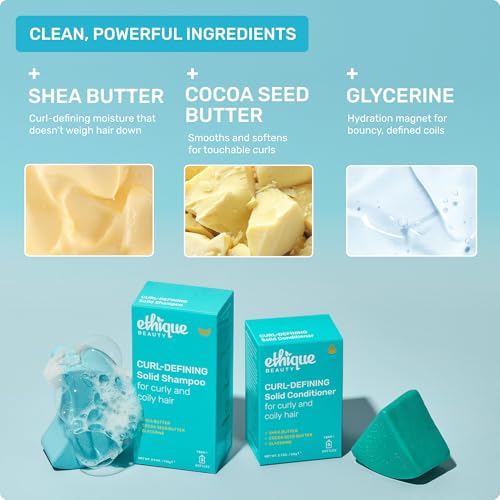 Ethique Curl-Defining Shampoo Bar with Shea Butter - Plastic-Free, Vegan, Cruelty-Free, 3.88 oz - Professor Curl - Image 4