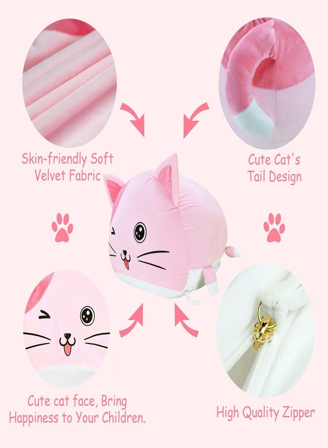 Anzitinlan Cute Cat Bean Bag Chair for Kids, Pink Stuffed Animal Storage Beanbag Chairs for Girls Room Decor, Extra Large Size, Velvet Super Soft Cover Only - Image 3