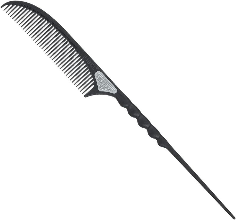 Sibel Carbon Tail Comb 22 cm Black Plastic Unisex Adults Medium to Long Hair