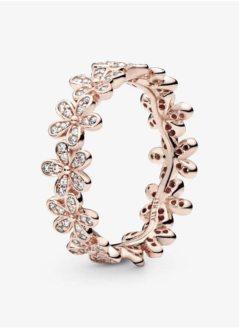 Daisy 14k rose gold-plated ring with clear cubic zirconia, Size 48