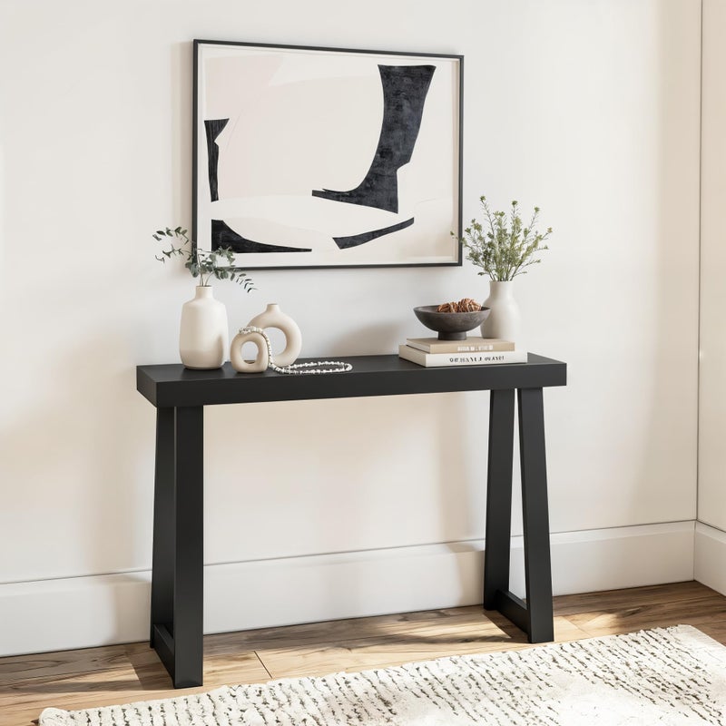 Plank+Beam Solid Wood Console Table, 46 Inch, Sofa Table, Narrow Entryway Table for Hallway, Behind The Couch, Living Room, Foyer, Easy Assembly, Black - Image 1
