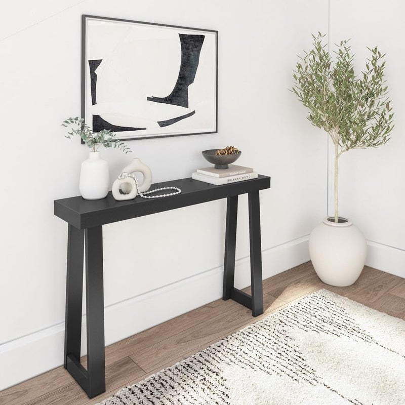 Plank+Beam Solid Wood Console Table, 46 Inch, Sofa Table, Narrow Entryway Table for Hallway, Behind The Couch, Living Room, Foyer, Easy Assembly, Black - Image 2