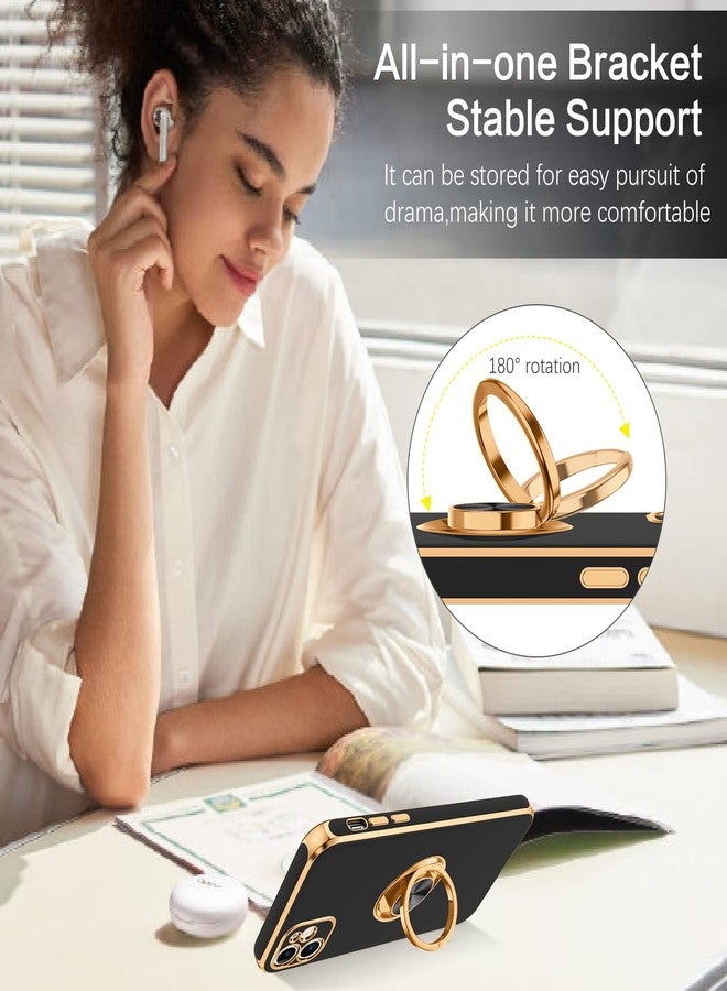 بنتوبين جراب BENTOBEN لهاتف iPhone 11 مع حامل حلقي 360 درجة، مقاوم للصدمات، نحيف، مزود بحامل مغناطيسي، مناسب للسيارة، للرجال والنساء، جراب حماية مانع للانزلاق لهاتف iPhone 11 مقاس 6.1 بوصة، أسود/ذهبي - Image 4