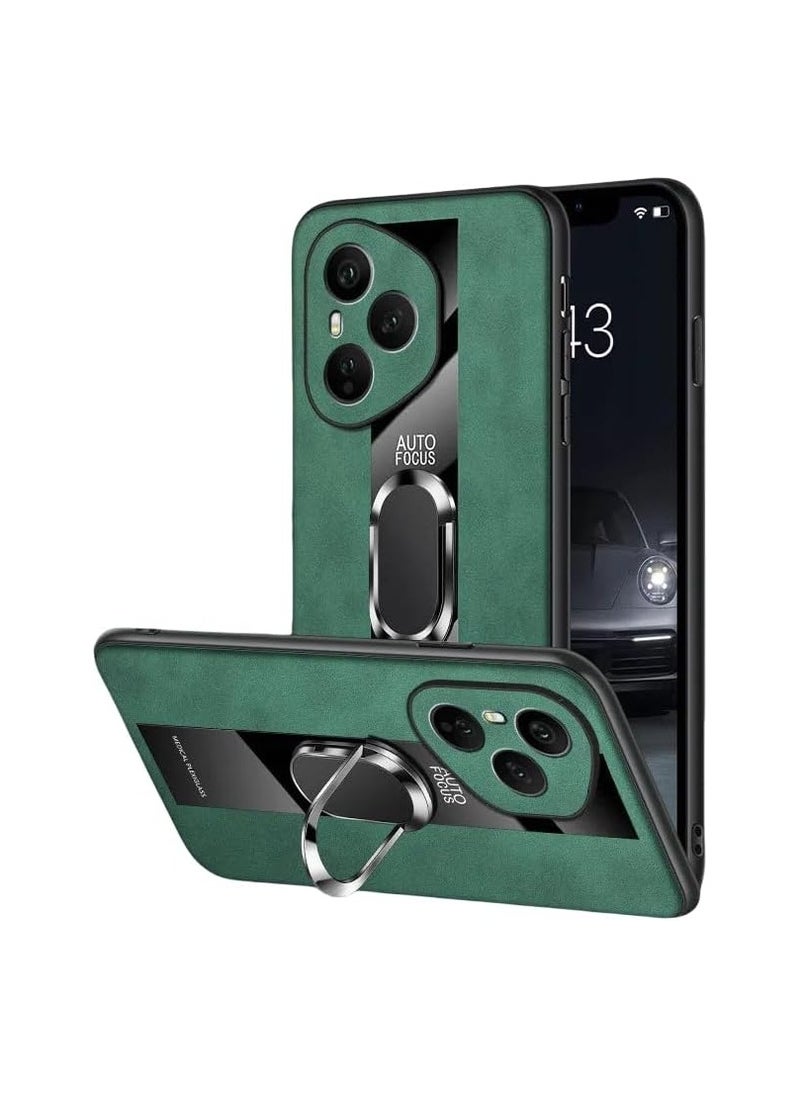 General Magnetic case compatible with Honor 400 Pro 2025, built-in finger ring holder, PU leather full-wrap drop-proof and anti-fingerprint case  - Image 1