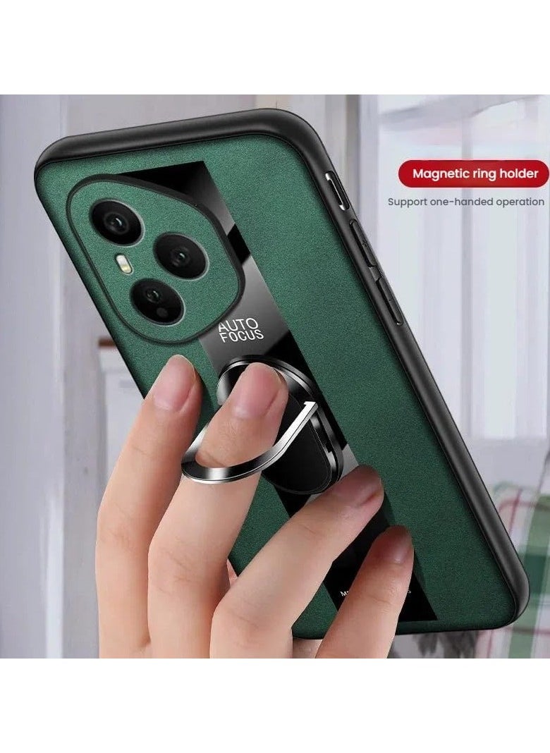 General Magnetic case compatible with Honor 400 Pro 2025, built-in finger ring holder, PU leather full-wrap drop-proof and anti-fingerprint case  - Image 2
