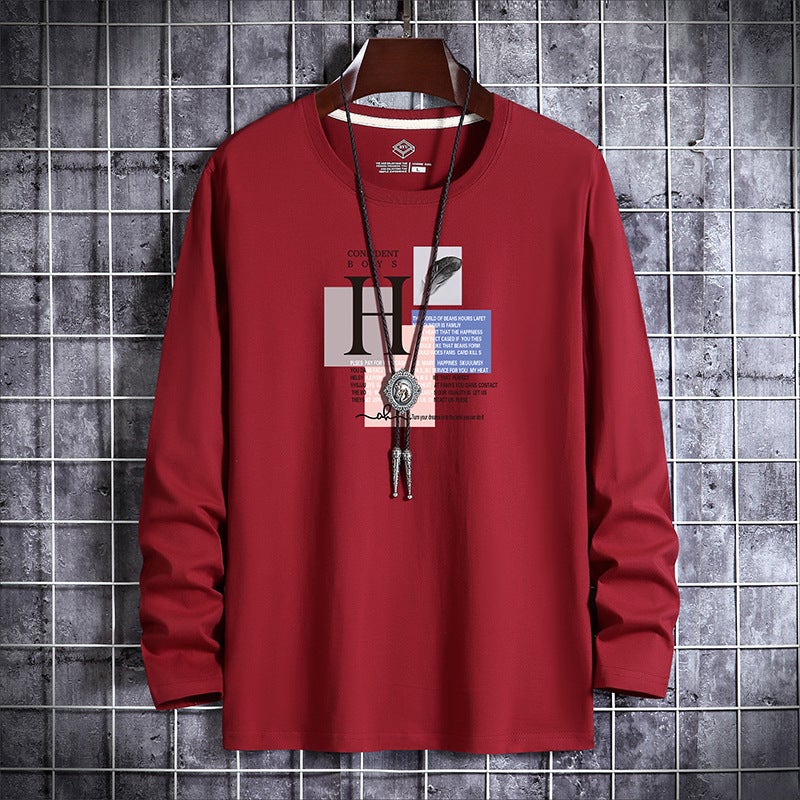 Long-Sleeved T-Shirt for Men 2025 New Autumn Men's Fashion Trendy Base Shirt Loose Korean Style Autumn Long-Sleeved T-Shirt - Image 1