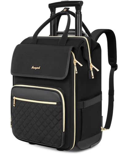 Arcoyard Rolling Backpack for Women Travel Rolling Laptop Backpack with Wheels Vertical Horizontal Storage 2 In 1 FlipTop Design WaterResistant Overnight College Underseat Carry on Luggage - Image 1