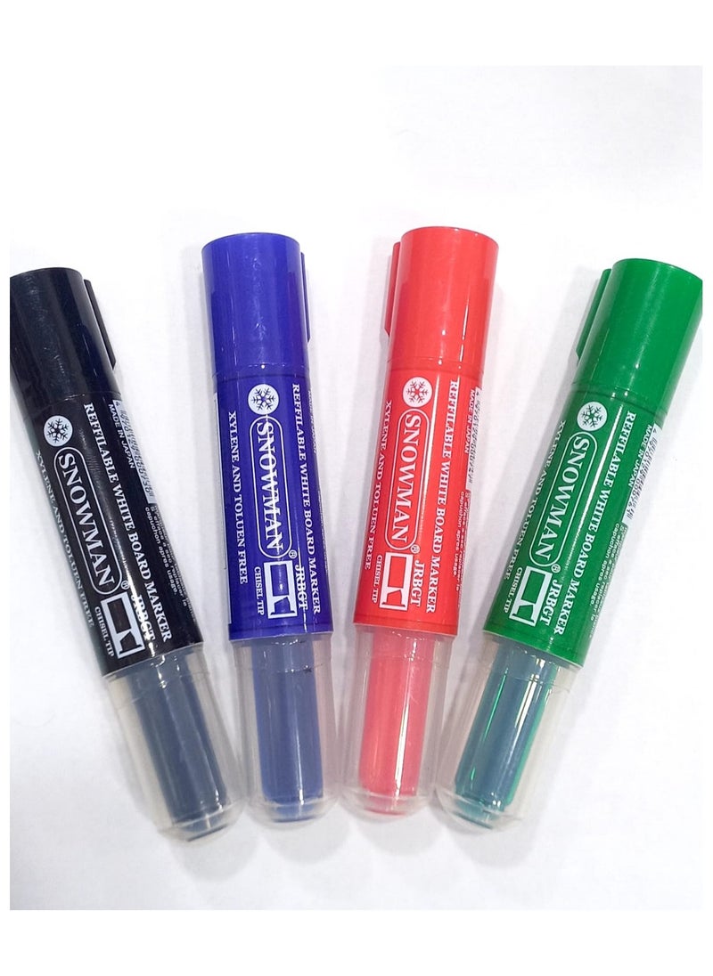 Snowman 4 whiteboard pen with chisel tip + spare parts(Different colors: blue, black, red and green)  - Image 1