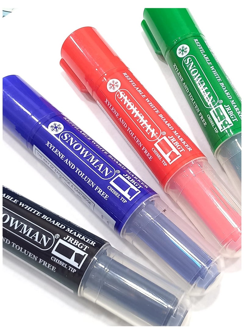 Snowman 4 whiteboard pen with chisel tip + spare parts(Different colors: blue, black, red and green)  - Image 2