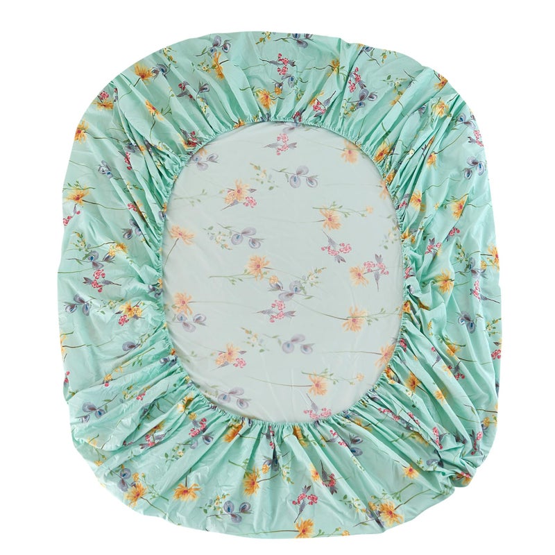 جي اس دي jsd green floral ورقة طباعة مجموعة التوأم الحجم 3 قطعة ألواح ميكروفيات نباتية ناعمة جيب عميق إضافي - Image 4