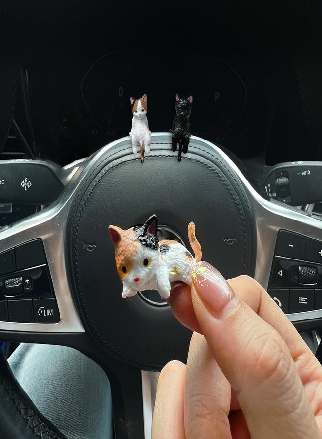 LUFEEMGA 8PCS Mini Resin Cat Car Interior Accessories Dashboard Decorations, Mini Resin Cat Ornaments for Car Dashboard, Office Desk, Computer Monitor Decor - Image 5