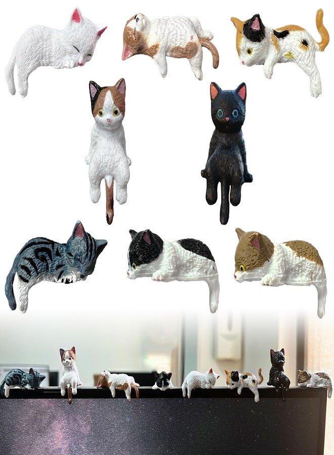 LUFEEMGA 8PCS Mini Resin Cat Car Interior Accessories Dashboard Decorations, Mini Resin Cat Ornaments for Car Dashboard, Office Desk, Computer Monitor Decor - Image 1