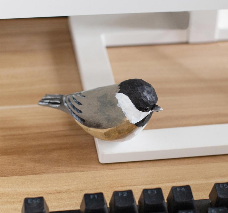 INF-STAR Handmade Black-Capped Chickadee Bird Figurine, Wooden Black-Capped Chickadee Carving, Unique Small Bird Statue for Home DÃ©cor or Collectible Gift - Image 4