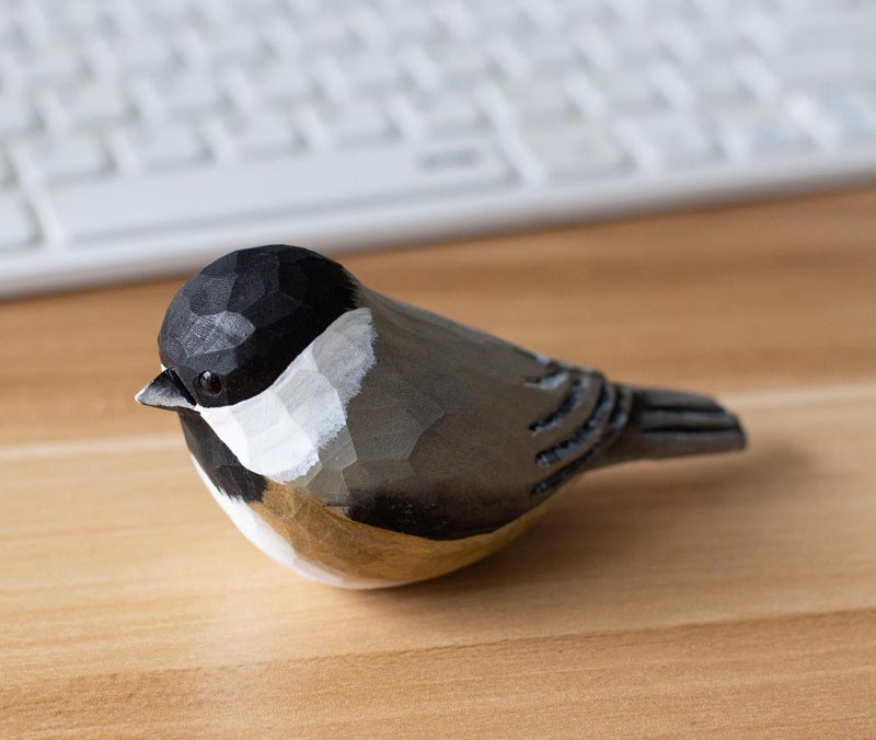 INF-STAR Handmade Black-Capped Chickadee Bird Figurine, Wooden Black-Capped Chickadee Carving, Unique Small Bird Statue for Home DÃ©cor or Collectible Gift - Image 2