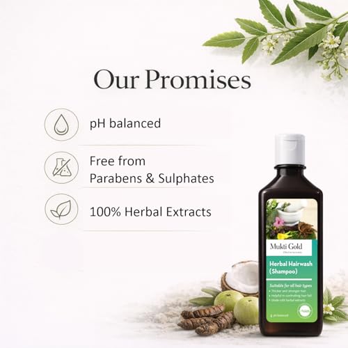 Muktigold Mukti Gold Herbal Shampoo for Hair Fall & Growth |Ayurvedic Herbs Growth Formula with 15 herbs| Sulphate & Paraben Free | Damage Repair | For Men & Women | 400ml (Pack of 2) - Image 5