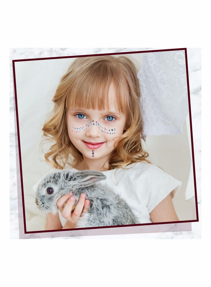 Excefore Bindi Dots Face Jewels Face Jewelry For Women Face Gems Stick On Eye Forehead Crystals Sticker Tears Rainbow Pearl Rhinestones For Makeup Party Festival Accessory Nail Art Decoration(9 Sheets) - Image 3