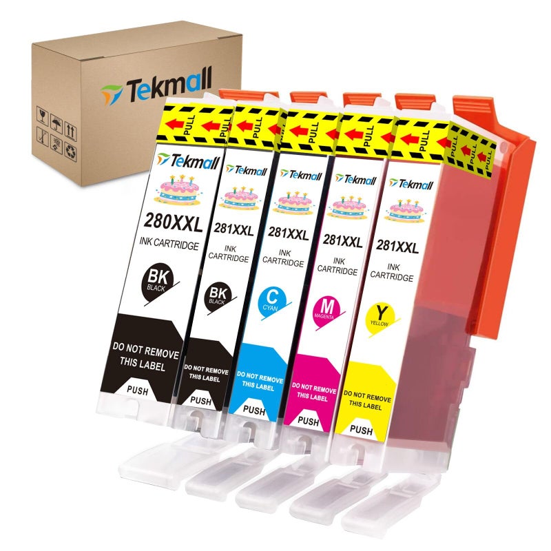 Tekmall خراطيش حبر بديلة Tekmall PGI-280XXL CLI-281XXL 280XL 281XL متوافقة مع طابعة كانون ts702 TR8620a - Image 1