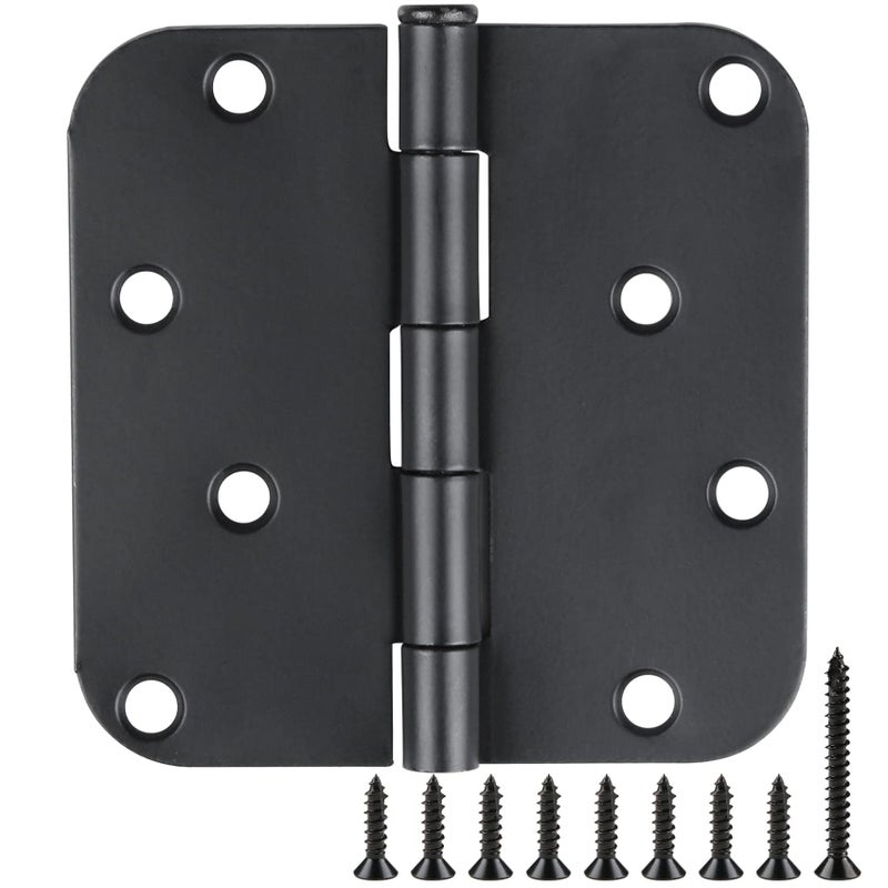 3 Pack Black Door Hinges Matte Black 4 Inch 58 Radius Hinges for Doors 4 Inch ExteriorInterior Door Hinge Rounded Gate House Front Door Hinges Standard Residential Heavy Duty Door Hardware