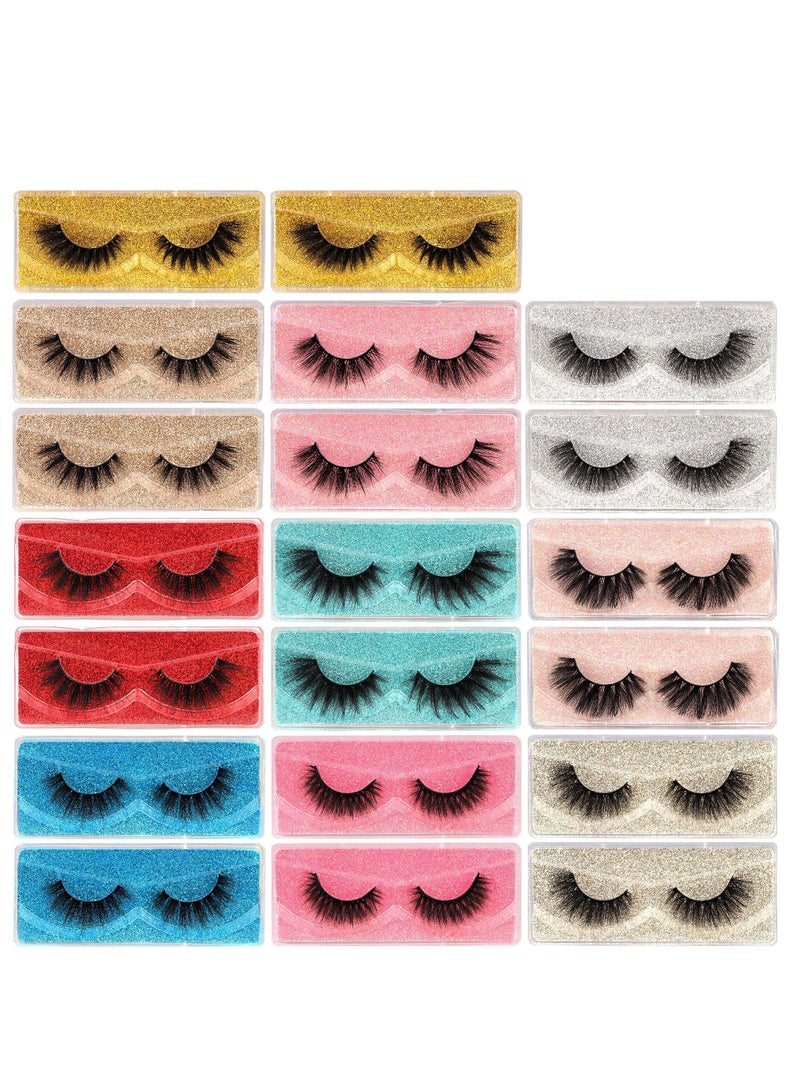 KASTWAVE False Eyelashes, 20 Pairs Natural 3D Fluffy Lashes Pack Dramatic Thick Long Faux Mink Eyelashes Bulk Wispy Strip Fake Eyelashes - Image 1