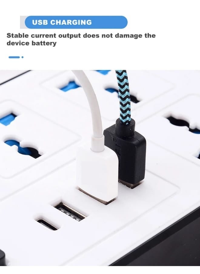 Rahnial 3 Meter Extension Lead with UK Plug, 6 Gang 3 Pin Socket, 3 USB Ports & Type-C Fast Charging, Universal Power Strip Electric Socket for Home, Office & Kitchen - 3M - Image 2