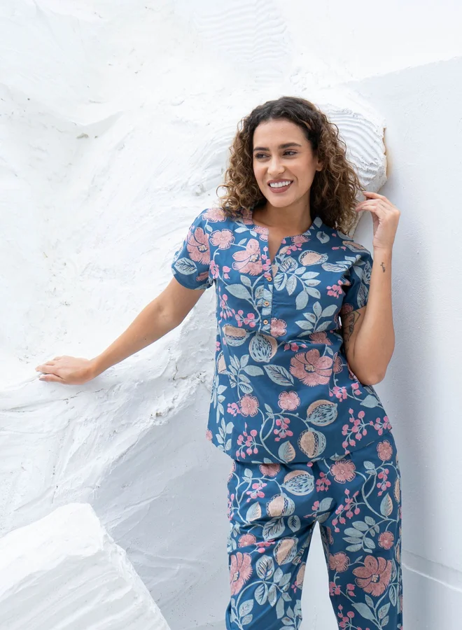 Sanskrutihomes  Sanskrutihomes Printed Pure Cotton Top with Trousers Co-Ords for Women | Best Price UAE