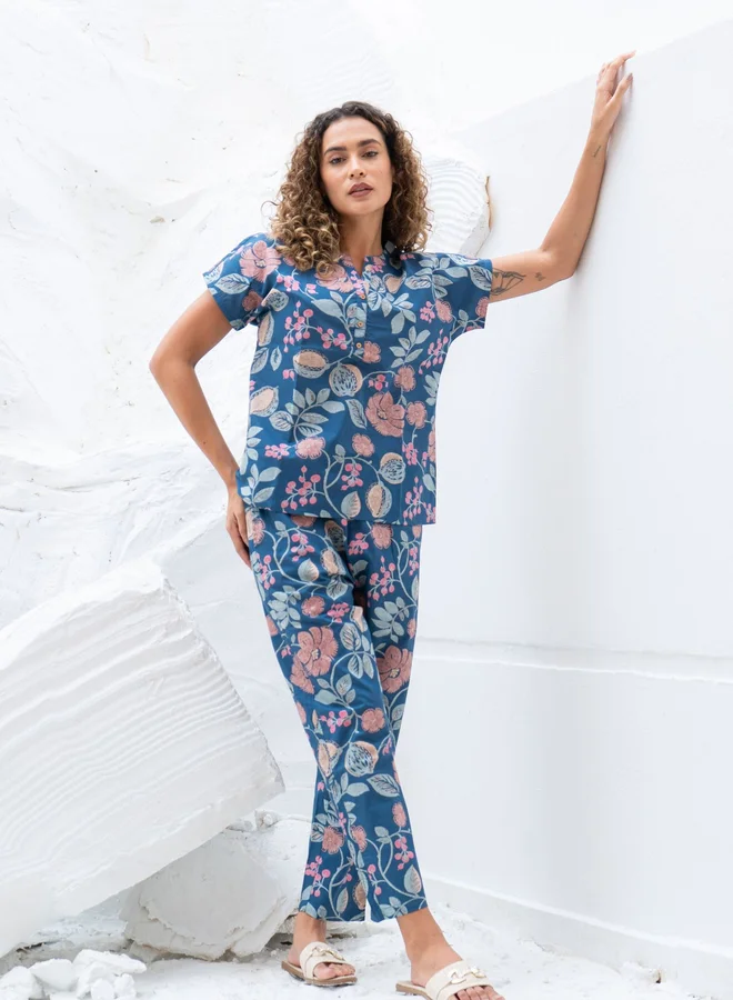 Sanskrutihomes  Sanskrutihomes Printed Pure Cotton Top with Trousers Co-Ords for Women | Best Price UAE
