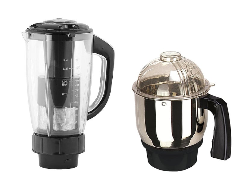 Gemini Gemini EP21 Special Combo Stainless Steel Mixer Chutney Jar and Juicer Jar 15L ABS Plastic BlackStandard Mixer JarKitchen ToolsMixer Grinder Chutney jar with lid 400 ML Steel Black - Image 1